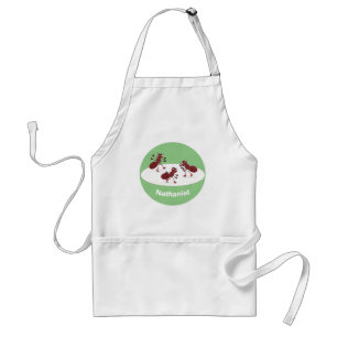Tablier Caricature de patinage sur glace de Happy red four