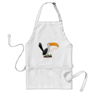 Tablier Caricature d'oiseau de safari de barbecue jaune am