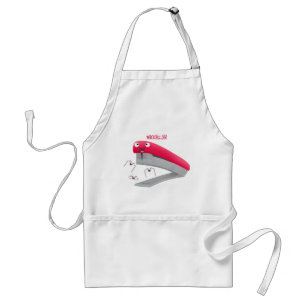 Tablier Caricature en agrafeuse rouge pâle