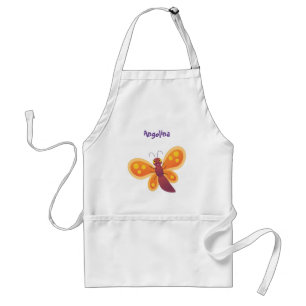 Tablier Caricature joli papillon orange