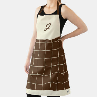 Tablier Carré de grille de crème chocolatée Boho Motif Mon