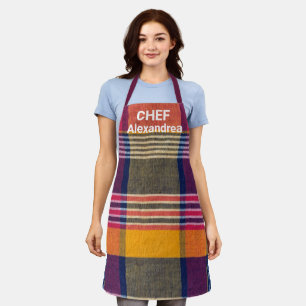 Tablier Carré géométrique moderne Madras Plaid Motif