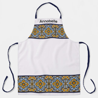 Tablier Carreaux de Talavera bleus jaunes et blancs