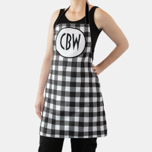 Tablier Carreaux Noir et Blanc Personnalisés avec Monogram