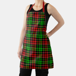 Tablier Carreaux Tartan Noir Rouge Vert Design 