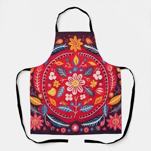 Tablier Carrelage mexicain motif floral (Recto)