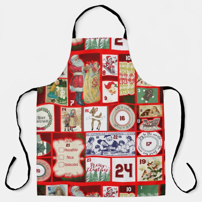 Tablier Carrés de l'illustration de Noël (Recto)