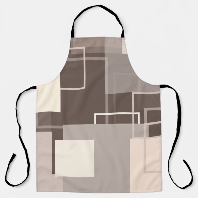 Tablier Carrés géométriques - Chocolat et crème (Recto)
