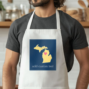 Tablier Carte de l'État du Michigan avec cœur d'amour pers