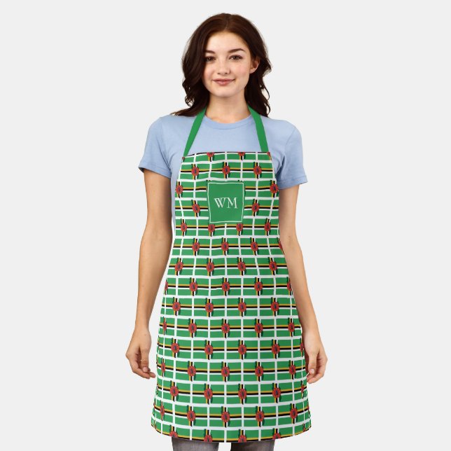 Tablier CARTE DRAPEAU DOMINICA | Monogramme | Dominique |  (Porté)
