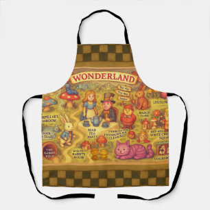 Tablier Carte Fantaisiste des Aventures d'Alice au Pays de