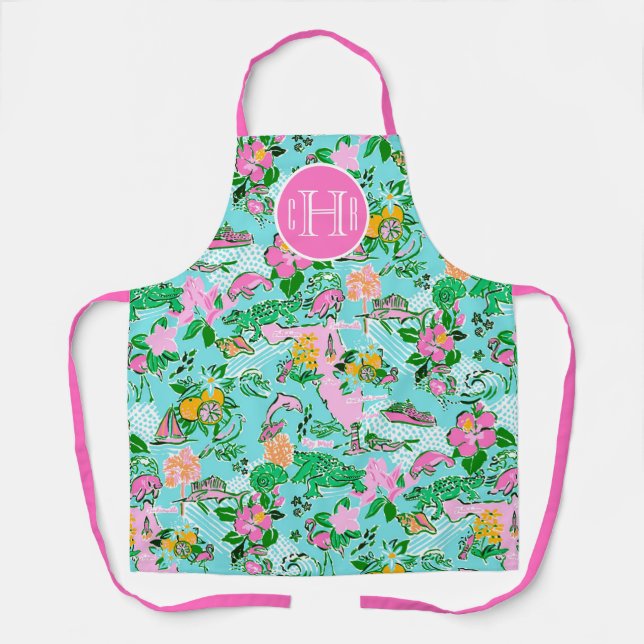 Tablier Carte Floride Preppy Palm Beach Motif Imprimer (Recto)