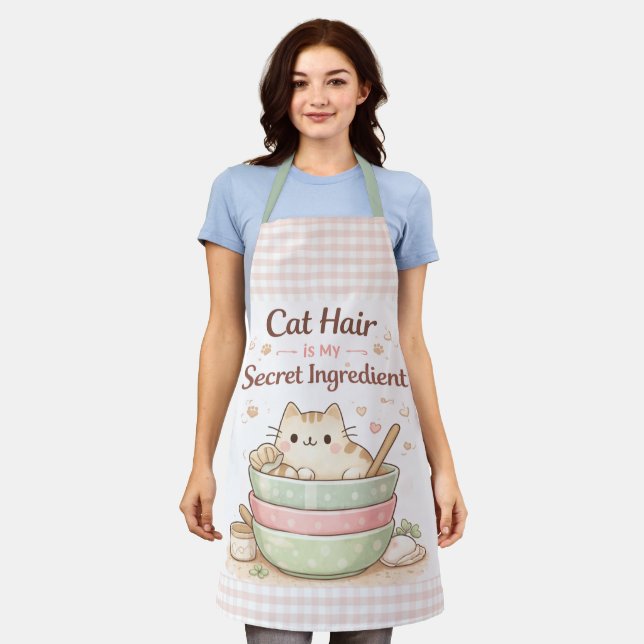 Tablier Cat Hair is My Secret Ingredient Kawaii Pastel (Porté)