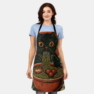 Tablier Cat Ramen Japonais drôle Graphisme Kawaii Cat Anim