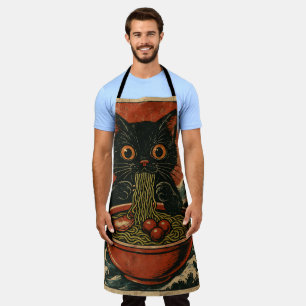 Tablier Cat Ramen Japonais drôle Graphisme Kawaii Cat Anim