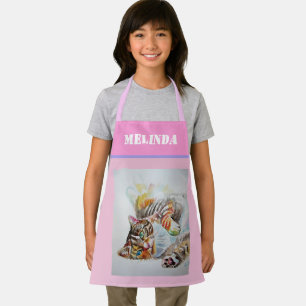 Tablier Cat Tabby Pastel Chats Enfants Pink Girls Apron