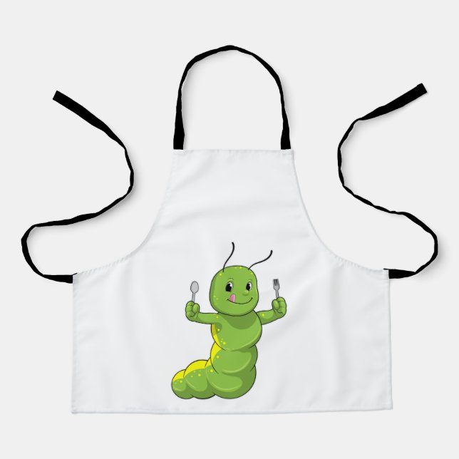 Tablier Caterpillar avec cuillère et fourche (Recto)