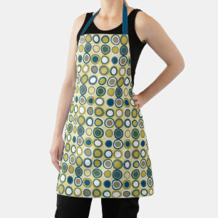 Tablier Cercles funky Motif Bleu Jaune Tan Blanc MCM