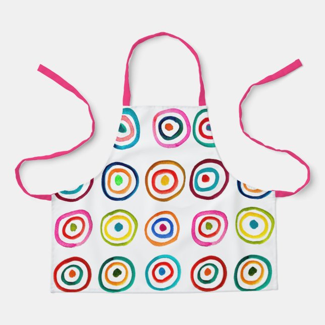 Tablier Cercles roses mignons enfants d'art (Recto)