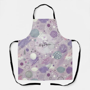 Tablier Cercles violets Abstraits avec accents de bandes d