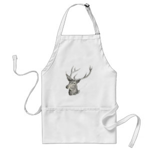 Tablier Cerf Buck Head avec Antlers Black and White Art