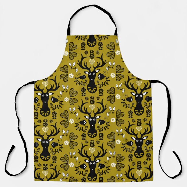 Tablier Cerf d'art populaire scandinave (Recto)