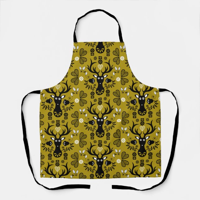 Tablier Cerf d'art populaire scandinave (Recto)