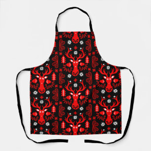 Tablier Cerf de Noël rouge scandinave