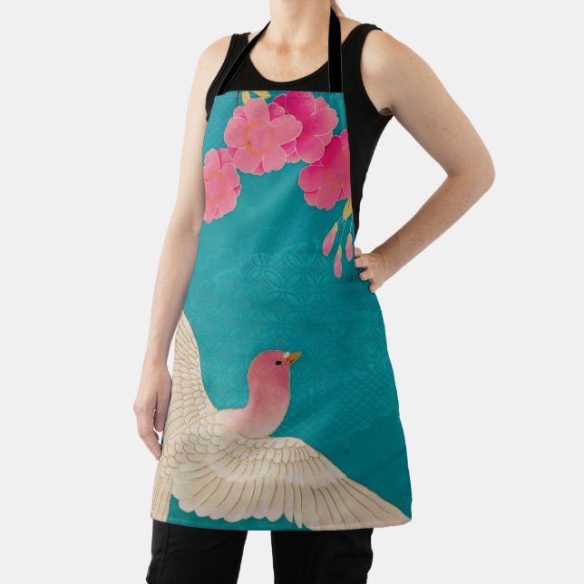 Tablier Cerise en fleurs et colombe (Insitu)