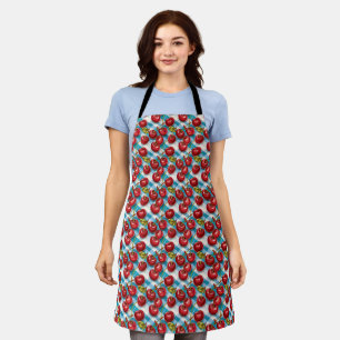 Tablier Cerise mignonne et Motif bleu plaid