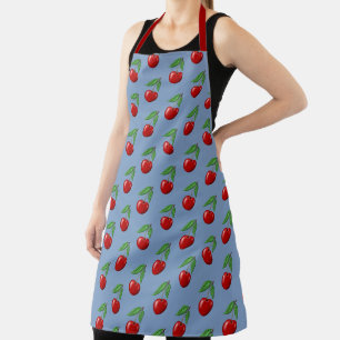 Tablier Cerises rouges partout sur le bleu Motif graphique