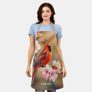 Tablier Cerisier d'oiseaux rouges mignons Imaginaire