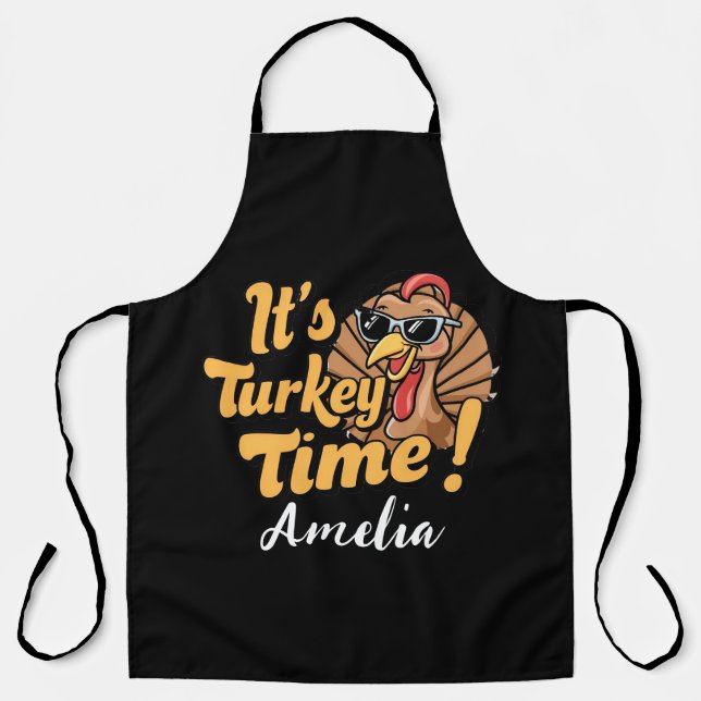 Tablier C'est l'heure de Turquie Thanksgiving Fall Holiday (Recto)