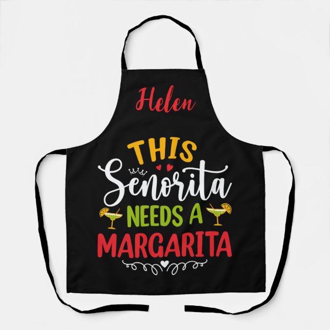 Tablier Cette Senorita a besoin d'une Margarita ! Nom pers (Recto)