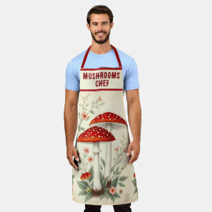 Tablier Champignons Chef Voler Agaric Floral Rouge Et Blan