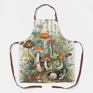 Tablier Champignons et escargots amoureux de la nature cha
