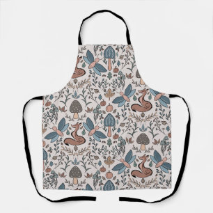 Tablier Champignons Fox & Dragonfly Cute Motif d'automne