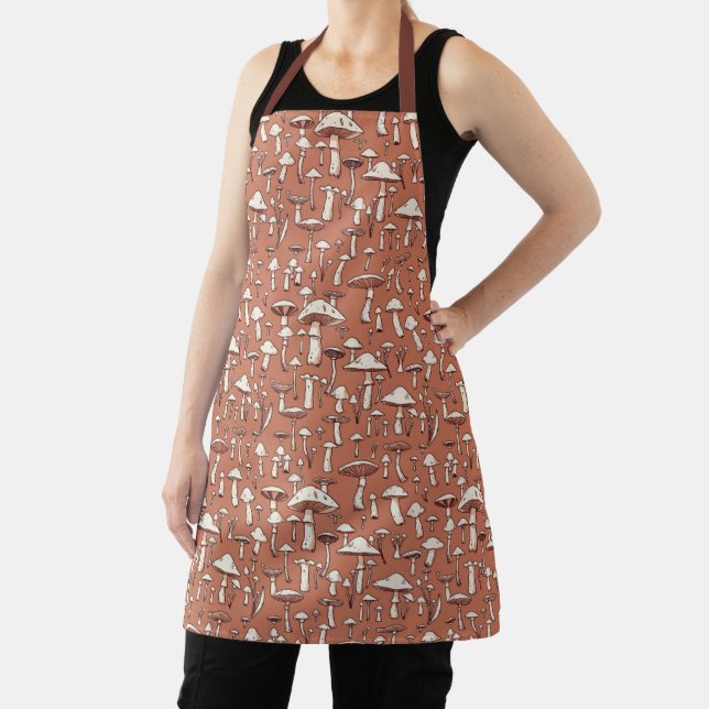 Tablier Champignons Imprimer sur Terracotta Brown (Insitu)