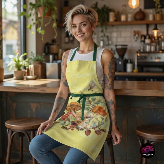 Tablier Champignons, libellules, papillons et escargots (I forage. I sauté. I don’t explain myself.)