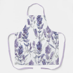 Tablier Champs de Lavande   Motif de Fleur Aquarelle Viole