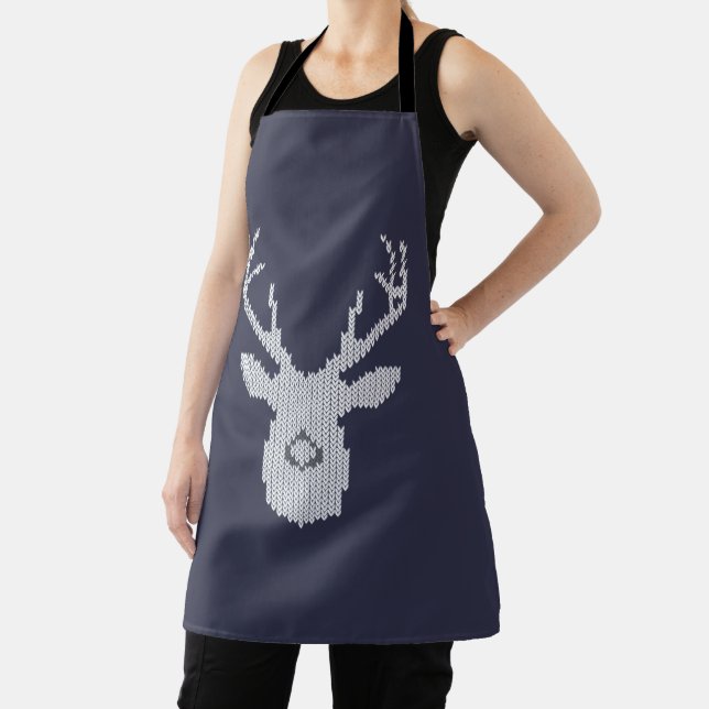 Tablier Chandail blanc Buck Deer style laide de Noël (Insitu)