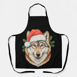 Tablier Chapeau de Noël de Wolf Xmas Santa Animal Fêtes