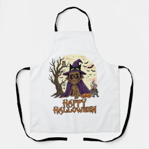 Tablier Chapeau de sorcière Pug Halloween joyeux Chaudron