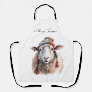Tablier Chapeau d'hiver Mouton de Noël Texte personnalisé