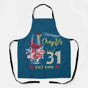Tablier Chapitre 31 ans EST 1991 31e anniversaire Rose rou