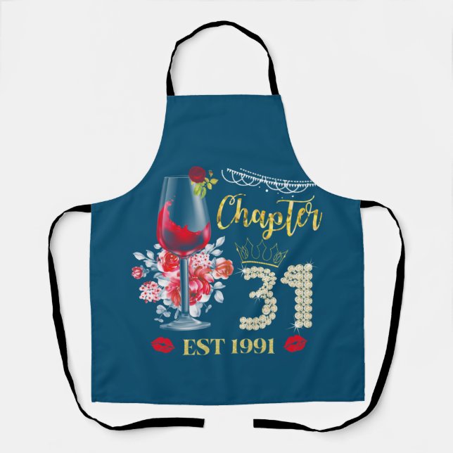 Tablier Chapitre 31 ans EST 1991 31e anniversaire Rose rou (Recto)