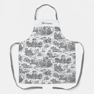 Tablier Chariot français personnalisé de Dawn Toile-Grey
