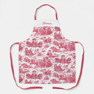 Tablier Chariot français personnalisé de Dawn Toile-rose
