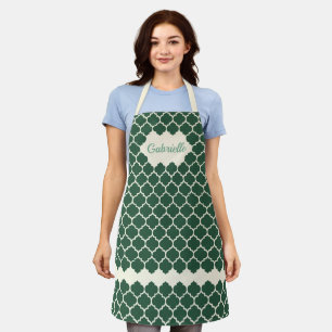 Tablier Charleston vert foncé personnalisé Motif Trellis d