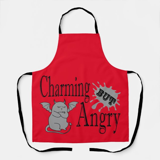 Tablier Charming mais en colère petit chat diable drôle ci (Recto)
